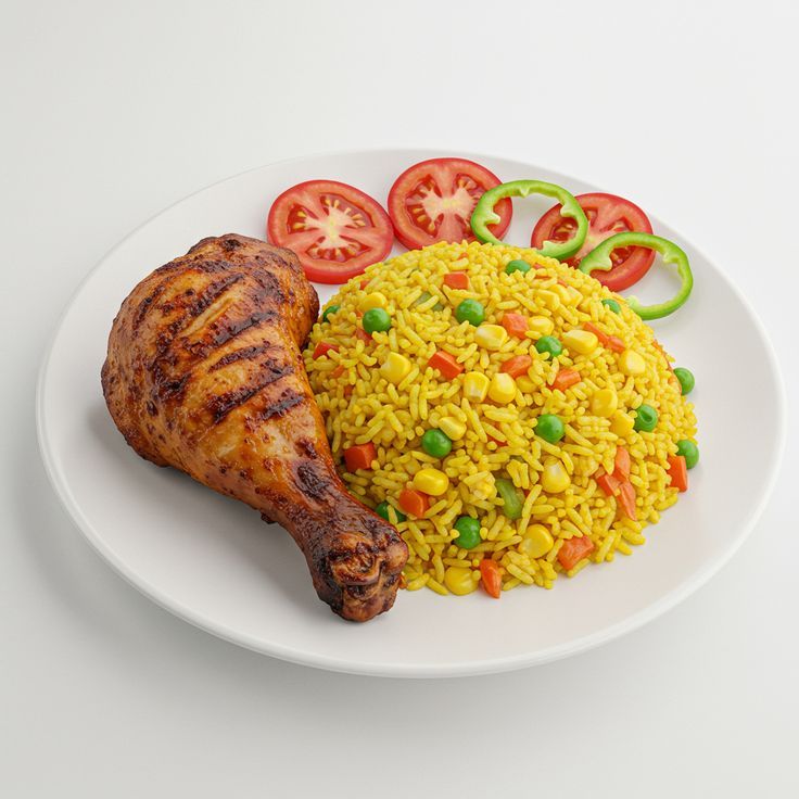 Jollof rice with grilled chicken